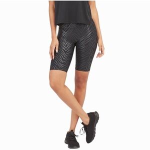 SPANX Faux Leather Bike Short Metallic Zebra Size XS